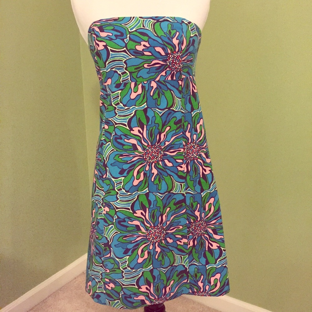 Lilly Pulitzer Blue and Green Bowen Dress